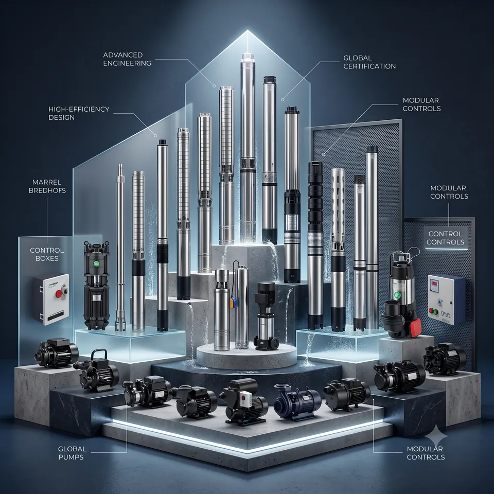 SILVER PUMPS range with borewell, submersible and monoblock pumps